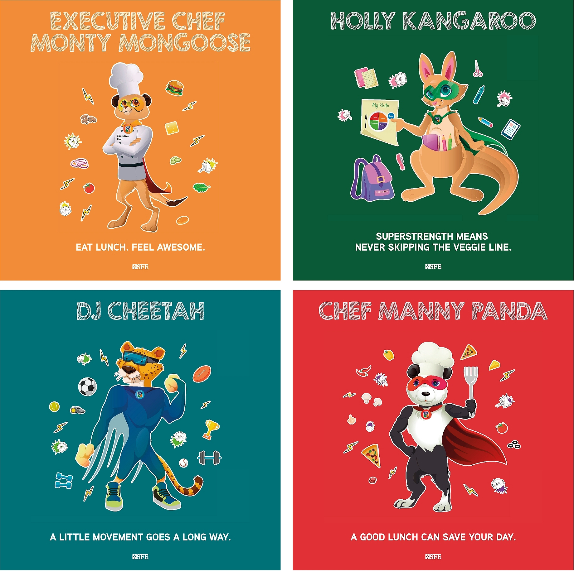 Art Posters (Set of 4 Role Models) (Monty, Holly, DJ and Manny)